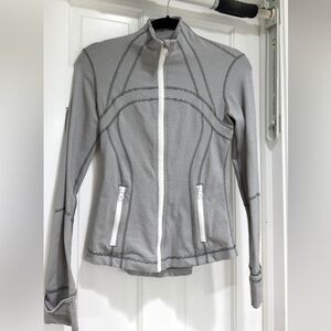 Lulemon White and Gray Striped Define Jacket